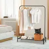 Hivvago Heavy Duty Clothes Stand Rack With Top Rod And Lower Storage Shelf