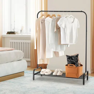 Hivvago Heavy Duty Clothes Stand Rack With Top Rod And Lower Storage Shelf In Blue