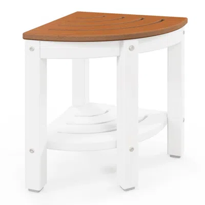 Hivvago Heavy Duty Corner Shower Bench Stool With Storage Shelf For Shaving Legs-white