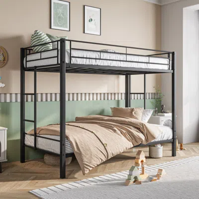Hivvago Heavy Duty Easy Assembly Twin Sized Full Metal Bunk Bedframe With Ladder - Black