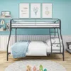 Hivvago Heavy Duty Full Metal Easy Assembly Bunk Bed Frame With Guardrail And Stairs - Black