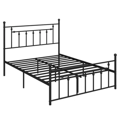 Hivvago Heavy-duty Metal Bed Frame With Headboard In Black