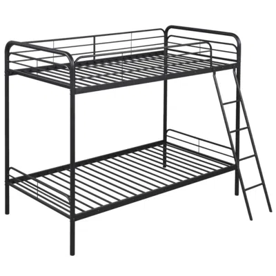 Hivvago Heavy Duty Metal Bunk Bed With Ladder And Safety Guardrails-black In Gray