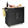 Hivvago Heavy Duty Rolling Kitchen Cart With Tower Holder And Drawer-black