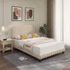 Hivvago Heavy Duty Upholstered Bed Frame With Rivet Headboard-full Size