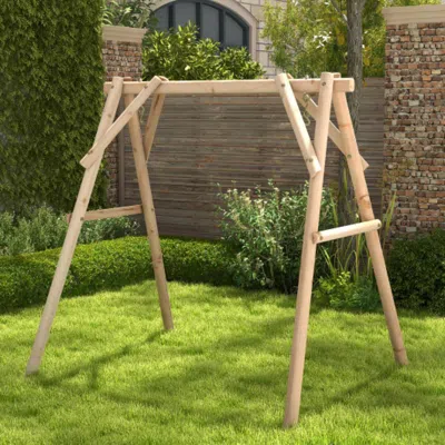 Hivvago Heavy Duty Wooden Swing Frame With Reinforced Bars In Neutral