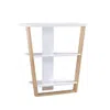 Hivvago Hedy 34 Inch Modern Console Table, 3 Shelf, Slanted Legs, Two Toned, White