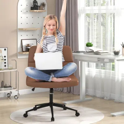 Hivvago Height-adjustable Armless Desk Chair With Wheels For Home Office Make Up-brown