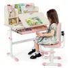 Hivvago Height Adjustable Children School Home Study Table And Chair Set With Tilted Desktop For 3-12 Years 