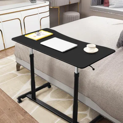 Hivvago Height Adjustable Computer Desk Sit To Stand Rolling Notebook Table -black