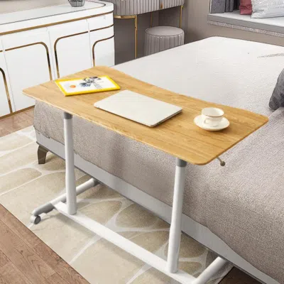 Hivvago Height Adjustable Computer Desk Sit To Stand Rolling Notebook Table -natural