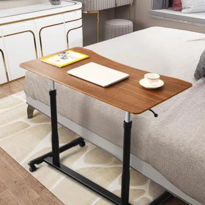 Hivvago Height Adjustable Computer Desk Sit To Stand Rolling Notebook Table-brown
