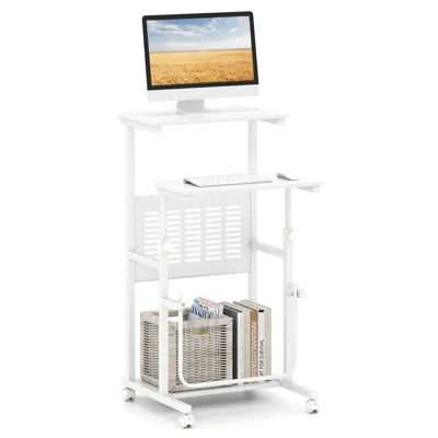 Hivvago Height Adjustable Mobile Computer Stand-up Desk With Two Modes