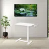Hivvago Height Adjustable Rolling Overbed Table With Cup Holder For Bedside Use In White