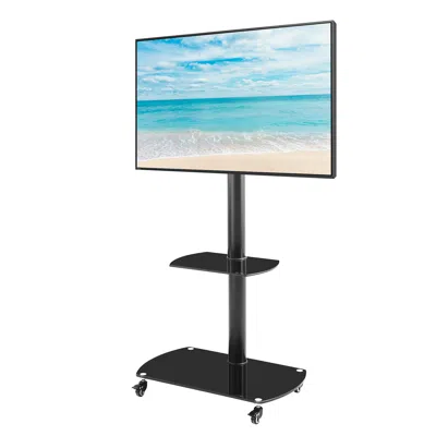 Hivvago Height And Angle Adjustable Multi-functional Tempered Glass Tv Metal Frame - Black