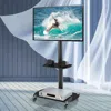 Hivvago Height And Angle Adjustable Multi-functional Tempered Glass Tv Metal Frame - Black