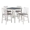 Hivvago Helio 5 Piece Counter Height Dining Table And Chairs Set, White Wood, Gray In White