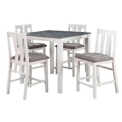 Hivvago Helio 5 Piece Counter Height Dining Table And Chairs Set, White Wood, Gray