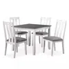 Hivvago Helio 5 Piece Dining Table And Chairs Set, White Wood, Gray Fabric Seats In Gray
