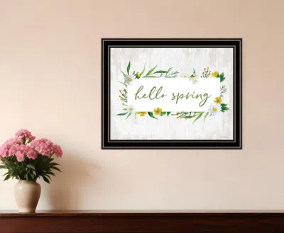Hivvago Hello Spring Black Framed Print Wall Art In White