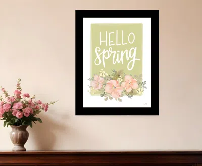 Hivvago Hello Spring Floral Black Framed Print Wall Art In Green