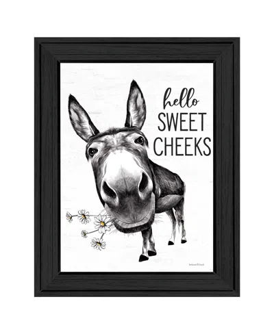 Hivvago Hello Sweet Cheeks Donkey Black Framed Print Bathroom Wall Art