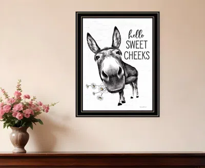 Hivvago Hello Sweet Cheeks Donkey Black Framed Print Bathroom Wall Art