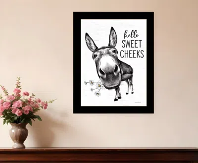 HIVVAGO HELLO SWEET CHEEKS DONKEY BLACK FRAMED PRINT BATHROOM WALL ART