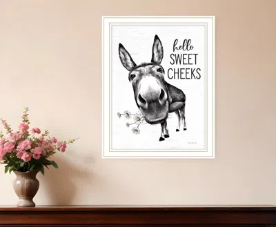 Hivvago Hello Sweet Cheeks Donkey White Framed Print Bathroom Wall Art In Black