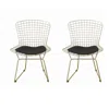 Hivvago Hely 23 Inch Dining Chair Set Of 2, 4 Cushions, Metal Cage Frame, Gold In Neutral