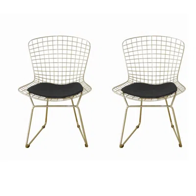 Hivvago Hely 23 Inch Dining Chair Set Of 2, 4 Cushions, Metal Cage Frame, Gold In Neutral