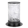 Hivvago Hem 9 Inch Accent Lamp, Led, Leaf Pattern Glass Shade, Gray Metal Finish In Black