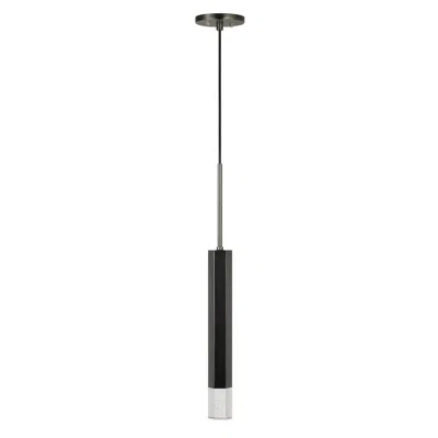 Hivvago Hexagonal Metal Frame Single Led Light Pendant With Glass Diffuser, Black