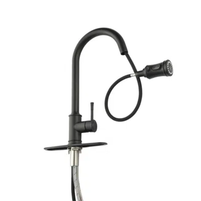 Hivvago High Arc Single Handle Pull Out Kitchen Faucet Stainless Steel With Pull Down Sprayer - Matt Black