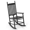 Hivvago High-back Acacia Wood Outdoor Rocking Chair With Solid Rocking Base-black
