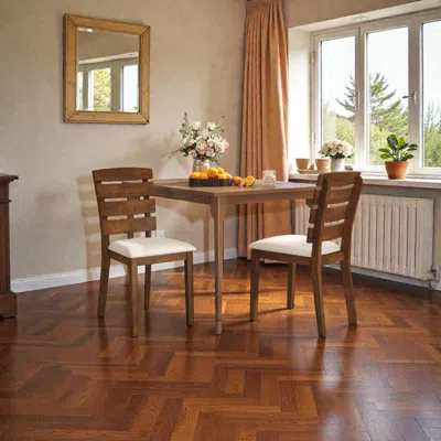 Hivvago High-back Slatted Dining Chair With Solid Rubber Wood Support - Set Of 2 In Brown