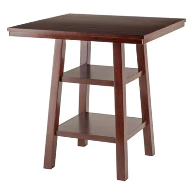 Hivvago High Table With Shelves Walnut In Brown