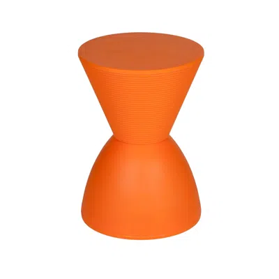 Hivvago Hillary 17 Inch Side Table, Indoor Outdoor, Hourglass Shape, Orange Finish