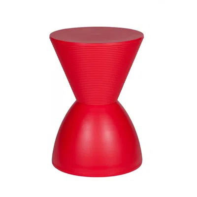 Hivvago Hillary 17 Inch Side Table, Indoor Outdoor, Hourglass Shape, Red Finish