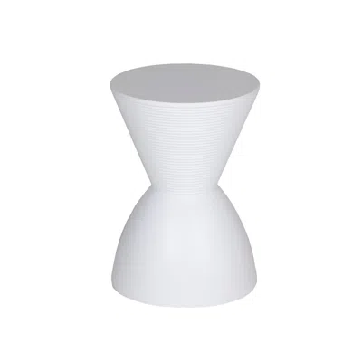 Hivvago Hillary 17 Inch Side Table, Indoor Outdoor, Hourglass Shape, White Finish