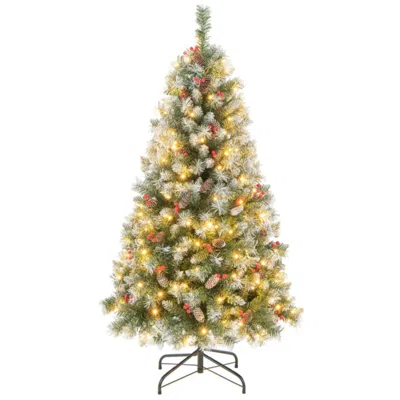 Hivvago Hinged Christmas Tree With 450 Pvc Branch Tips And 200 Warm White Led Lights-5ft In Black