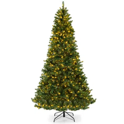 Hivvago Hivvag 8 Feet Hinged Christmas Tree With Pvc Branch Tips Warm White Led Lights In Green