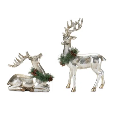 Hivvago Holiday Deer (set Of 2) 7"h, 13.5"h In Multi