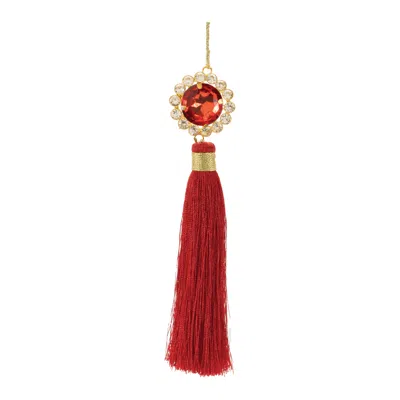 Hivvago Holiday Jewel Tassle Ornament (set Of 6) In Red