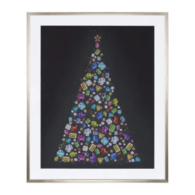 Hivvago Holiday Jewel Tree Print Under Glass 23.5"h In Multi