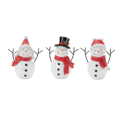 Hivvago Holiday Snowman Figurine (set Of 3) In Multi