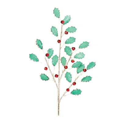 Hivvago Holly Leaf Jewel Spray (set Of 2) In Green