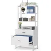 Hivvago Home Office Lockable 2 Drawer Filing Cabinet Bookshelf In White Wood Finish In White