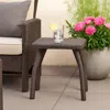 Hivvago Honi Side End Table, Square 19 Inch Brown Outdoor Rattan, Iron, Curved Legs In Brown