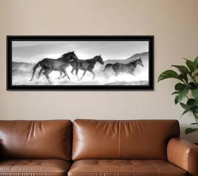 Hivvago Horses Rolling By Black Framed Print Wall Art